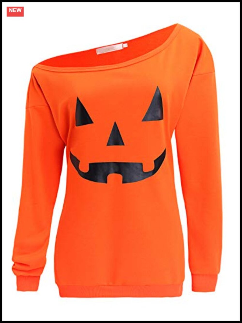 Women's Halloween Slouchy Off Shoulder Sweatshirt Pumpkin Print Pullover